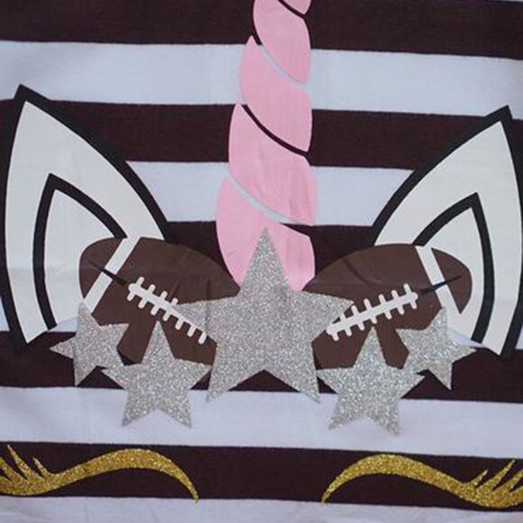 2 Pieces Skirt Set Unicorns Baseball T-Shirt Top Tutu Tulle Skirt Set Litte Girl - Picture 3 of 8